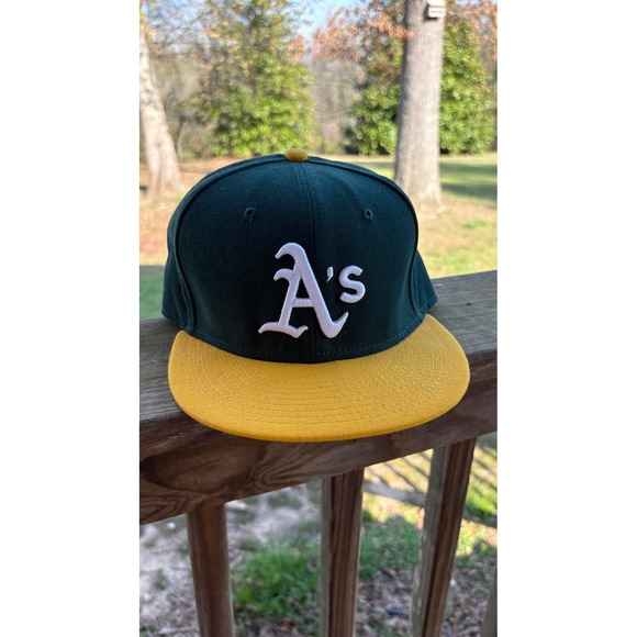 New Era Other - New Era 59FIFTY Oakland Athletics Fitted Hat Green Yellow MLB Cap 7 3/8